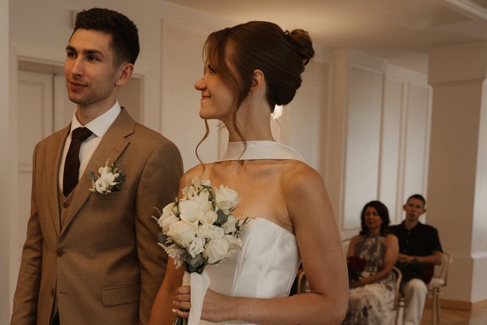 Bride and groom during their wedding ceremony