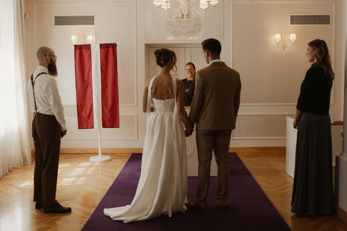 Bride and groom during their wedding ceremony