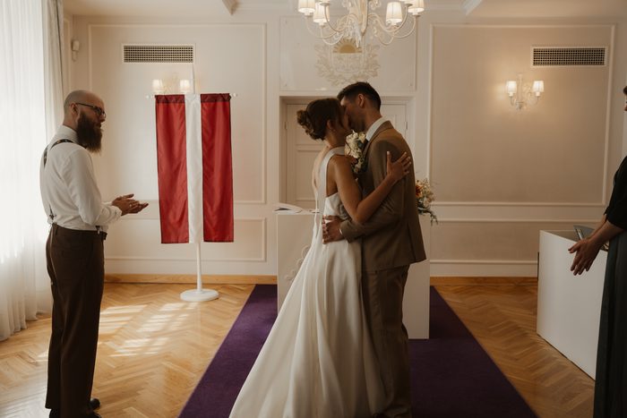 Bride and groom during their wedding ceremony