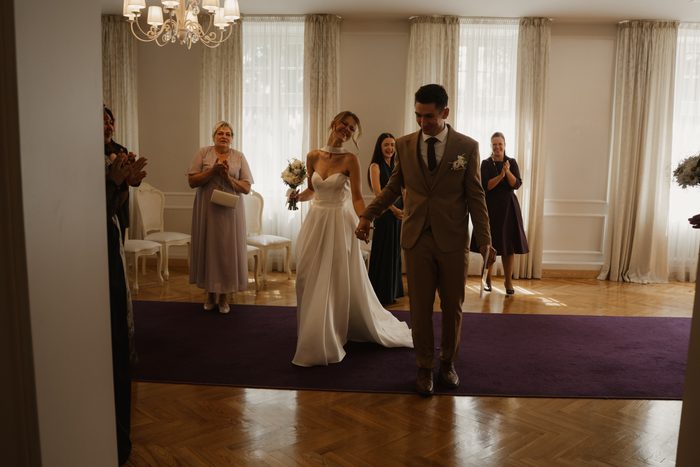 Bride and groom during their wedding ceremony